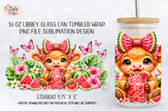 Watermelon Baby Highland Cow 16oz Glass Can Wrap PNG Product Image 5