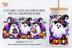 Ghosts Witch Hat Halloween 16oz Libbey Glass Can Wrap PNG Product Image 5