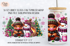 Christmas Baby Highland Cow 16oz Libbey Glass Can Wrap PNG Product Image 5