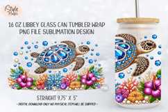 Rhinestone Sea Turtle 16oz Libbey Glass Can Wrap PNG Product Image 5