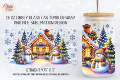 Blue Christmas Snowman 16 oz Libbey Glass Can Wrap PNG Product Image 5