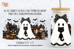 Cute Ghost Black Cat Halloween 16oz Libbey Glass Wrap PNG Product Image 5