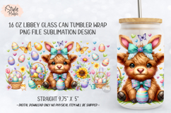Easter Highland Cow 16oz Libbey Glass Can Wrap PNG Product Image 5