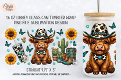 Western Highland Cow 16oz Libbey Glass Can Wrap PNG Product Image 6
