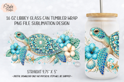 Sea Turtle 16oz Libbey Glass Can Wrap Summer Sublimation PNG Product Image 4