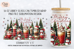 Merry Christmas Snowman 16 oz Glass Can Wrap Sublimation PNG Product Image 2
