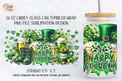 Happy Go Lucky St Patrick's Day 16oz Glass Can Wrap PNG Product Image 5