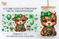 St Patricks Day Highland Cow 16oz GLass Can Wrap PNG Product Image 5