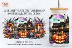 Haunted House Halloween 16oz Libbey Glass Can Wrap PNG Product Image 6