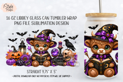 Halloween Witch Highland Cow 16oz Libbey Glass Can Wrap PNG Product Image 5