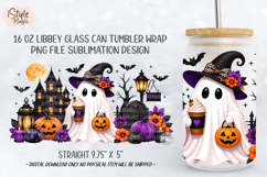 Ghost Haunted House Halloween 16oz Libbey Glass Can Wrap Product Image 5