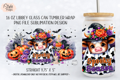 Spooky Season Halloween Cow 16oz Glass Can Wrap PNG Product Image 5