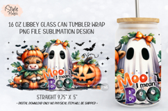 Moo I Mean Boo Cow Ghost 16 oz Glass Can Wrap PNG Product Image 4