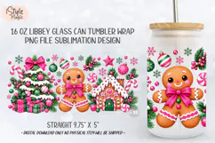 Pink Gingerbread Christmas 16oz Libbey Glass Can Wrap PNG Product Image 5