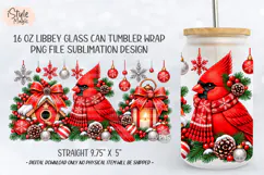 Cardinal Christmas 16oz Glass Can Wrap PNG Product Image 5