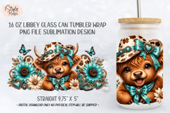 Western Highland Cow 16 oz Libbey Glass Can Wrap PNG Product Image 4