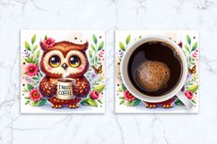 Animal Coaster, owl Square Coaster Sublimation Product Image 1