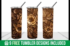 3d Golden Floral Tumbler Wrap |3d Tooled Floral Tumbler Wrap Product Image 2