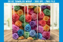 3D Colorful Roses Tumbler Wrap | 3D rose Tumbler Product Image 2