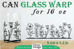 WildFlowers Wrap for 16 oz Glass Can Wrap SVG Cut File Product Image 1