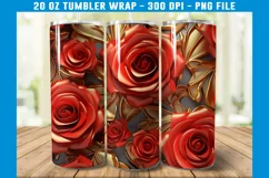 3D Red and Gold Rose Tumbler Wrap| 3D Rose Tumbler | 3D Rose Product Image 2