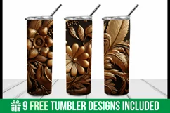 3d Tooled Gold Floral Tumbler Wrap | 3d Floral Tumbler Wrap Product Image 2