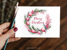 Christmas Wreaths Clipart Watercolor PNG Sublimation Product Image 5