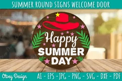 Summer Welcome Door Hangers SVG | Summer Round Signs SVG Product Image 2
