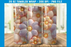 3D Inflated Daisy Flower Tumbler Wrap | 3D Puff Tumbler Product Image 2