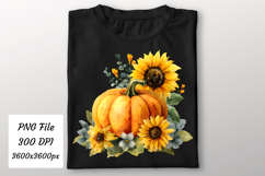 Watercolor Fall Pumpkin Sunflower Png | Fall Png Product Image 2