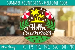 Summer Welcome Door Hangers SVG | Summer Round Signs SVG Product Image 2