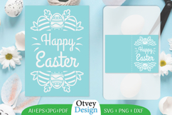 Happy Easter Greeting Card SVG, Easter SVG Papercut Template Product Image 3