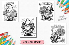 Valentine Flower Gnome Coloring Pages Product Image 1