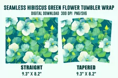 Hibiscus Green Flower Tumbler Sublimation Wrap Product Image 2