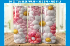 3D Inflated Daisy Flower Tumbler Wrap | 3D Puff Tumbler Product Image 2
