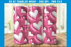 3D Inflated Hearts Tumbler Wrap PNG | 3D Puff Tumbler Wrap Product Image 2