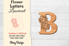 Flower Letters Alphabet Laser Cut File Product Image 1