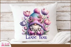 Love you Gnome, Mother's Day floral tulip gnome sublimation Product Image 5