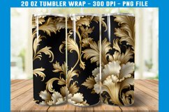 Black and Gold Floral Tumbler | Floral tumbler wrap Product Image 2