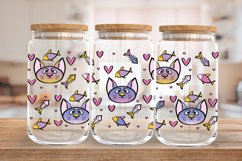 Colorful Cat and Fish Ombre | 16oz glass can Product Image 3