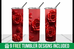 3d Red Rose Tumbler Sublimation | 3d Rose Tumbler Wrap Product Image 2