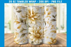 3D White and Gold Floral Tumbler Wrap | 3D Floral Tumbler Product Image 2