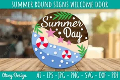 Summer Welcome Door Hangers SVG | Summer Round Signs SVG Product Image 2