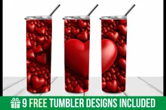 3d Red Heart Tumbler Wrap | 3d heart tumbler | 3d heart Wrap Product Image 2
