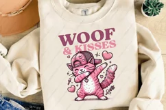 Valentine Dog Sublimation, Woof & Kisses Dog Dave PNG Design Product Image 1