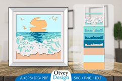 Sea Wave 3D Shadowbox Layered Papercut Product Image 1