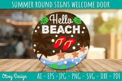 Summer Welcome Door Hangers SVG | Summer Round Signs SVG Product Image 2
