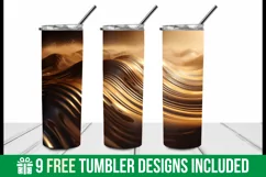 3d Golden Wave Tumbler Wrap |3d waves tumbler | 3d Tumbler Product Image 2
