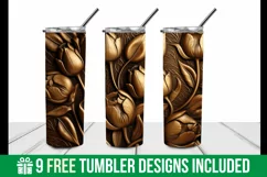 3d Golden Tulip Flower Tumbler | Tooled Tulip Flower Tumbler Product Image 2