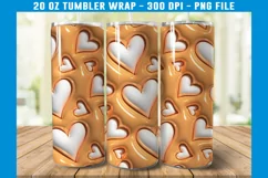 3D Inflated Hearts Tumbler Wrap PNG | 3D Puff Tumbler Wrap Product Image 2